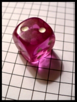 Dice : Dice - 6D - Single Lavender Clear with White Pips Pillow Shape